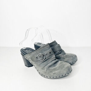 DANSKO Nadine buckle detail platform clog suede studded GRAY WOMENS 40 9.5 10